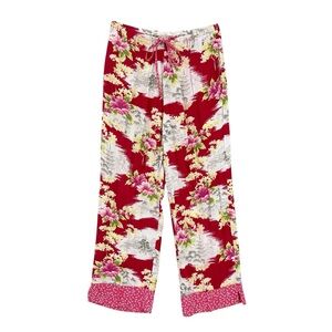 OLD MAUI Cropped Pants Floral Resort Hawaiian USA Red